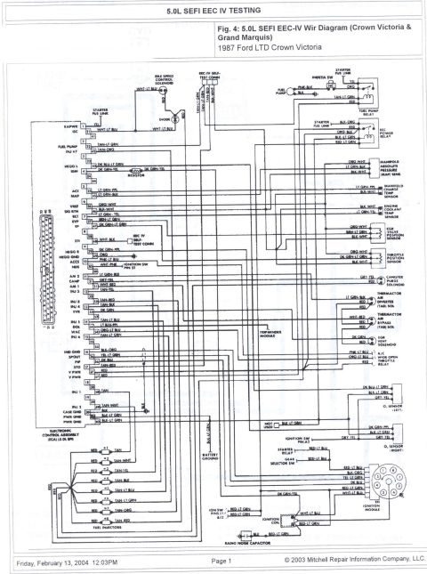 1985 Ford Crown Victoria LTD - This diagram details the 5.0L SEFI EEC-IV wiring for the 1987 Ford LTD Crown Victoria and Grand Marquis.