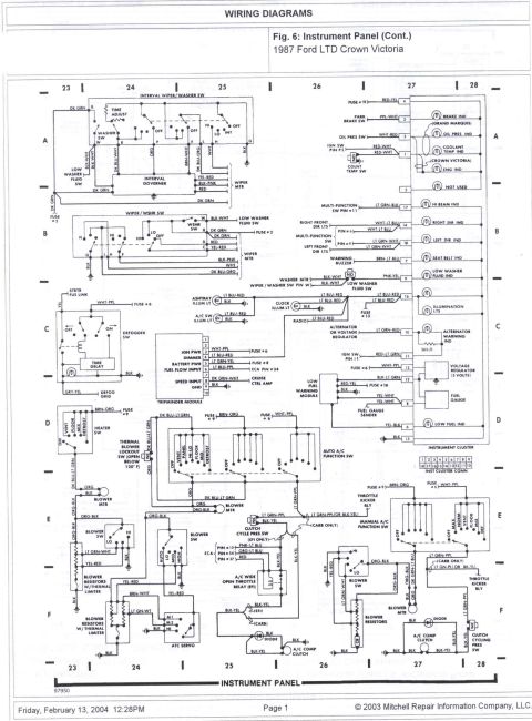 1985 Ford Crown Victoria LTD - This is a wiring diagram for the instrument panel of a 1987 Ford LTD Crown Victoria.