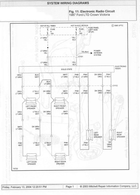 1985 Ford Crown Victoria LTD - Electronic radio circuit wiring diagram for a 1987 Ford LTD Crown Victoria.
