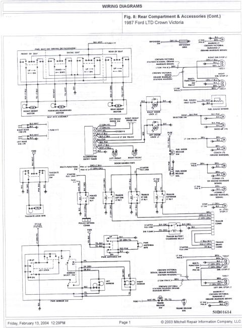 1985 Ford Crown Victoria LTD - This is a diagram showing the wiring for the rear compartment and accessories of a vehicle.