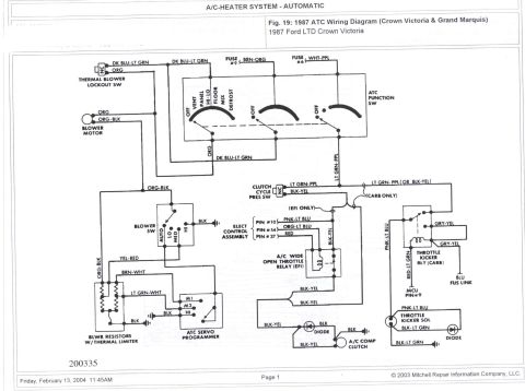 1985 Ford LTD Crown Victoria - 1987 automatic temperature control electrical wiring showing blower motor, blower resistors, ATC servo programmer, A/C clutch and thermal l…