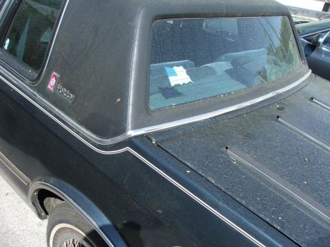 1991 Ford LTD Crown Victoria - Side view of a black coupe a vinyl roof and a 'Holiday' badge on the C-pillar. Another vehicle is visible in the background.