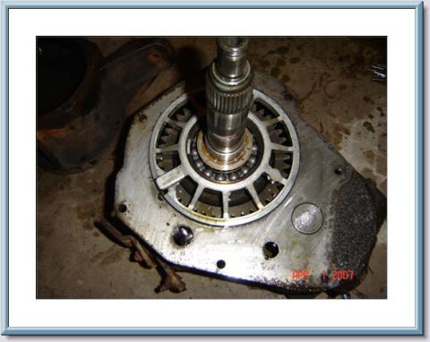1978 Ford Bronco - This image shows a disassembled part of a vehicle's transfer case, likely during a repair or maintenance process.