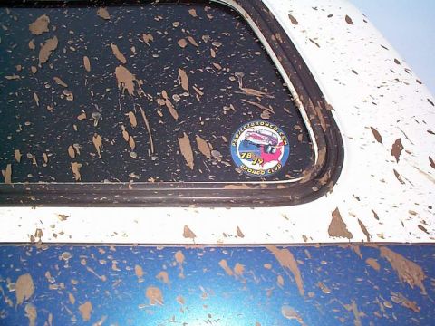 1978 Ford Bronco - A sticker on a mud-covered window indicates it belongs to the '78-'79 Bronco Club.