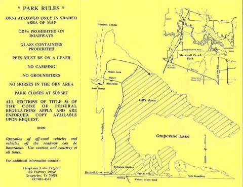 1978 Ford Bronco - This document outlines park rules and provides a map of the Grapevine Lake and Marshall Creek Park area.