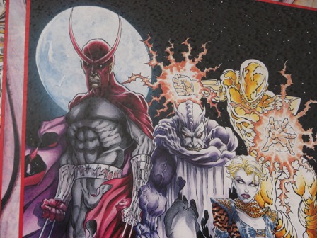 1991 Ford Bronco - This image shows several comic book characters, including one with horns and a cape, and others with glowing energy effects.