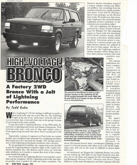 1990 Ford Bronco - This 1990 Ford Bronco is presented as a factory 2WD model with Lightning performance upgrades.