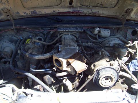 1989 Ford Bronco II - Close-up view of a vehicle's engine bay, showing various mechanical parts and wiring harnesses.