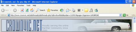 1985 Ford LTD Crown Victoria - Screenshot of an Internet Explorer window on the crownvic.net forums showing the site's header banner, which reads "Proudly serving the onl…
