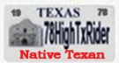 1978 Ford Bronco - This is a 1978 Texas license plate the Alamo and the slogan 'Native Texan'.