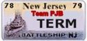 1978 Ford Bronco - New Jersey license plate from 1978, 'Team PJB TERM' and 'BATTLESHIP NJ'.