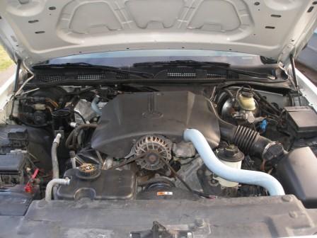2000 Ford Crown Victoria - Engine bay of a 2000 Ford Crown Victoria, showing the V8 engine components.