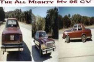 1986 Ford Crown Victoria LTD - A collage of three images shows a red 1986 Ford Crown Victoria LTD from different angles.