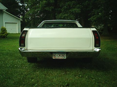 1975 Ford Ranchero - This pickup truck's rear view shows a chrome bumper and an Alabama license plate.