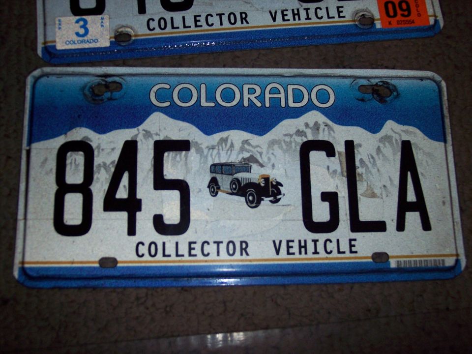 Colorado Collector Vehicle license plate reading 845 GLA