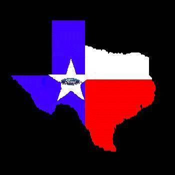 1986 Ford Crown Victoria LTD - Texas map graphic with Ford logo and Texas flag colors.
