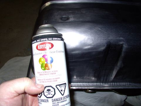 1986 Ford Bronco - After cleaning the packing grease and residue off the tank with acetone, I emptied two of these spray cans of clear urethane onto the tank.…