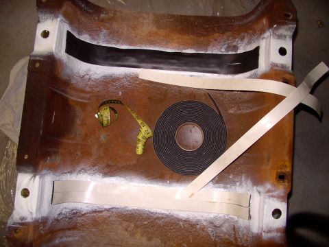 1986 Ford Bronco - Beat the dents(left of tape measure) flat with a small sledge. Ground enough rust off the saddle points and sprayed with paint, so the foam…