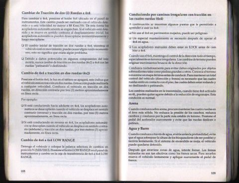 1995 Ford F-150 - Manual pages explain how to change between 2WD and 4x4 modes and driving tips for various conditions.