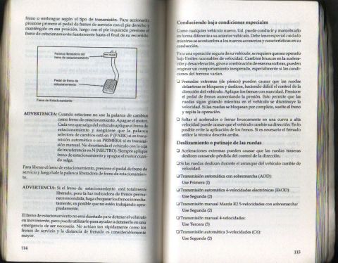 1995 Ford F-150 - Diagram illustrating the brake pedal and parking brake lever operation within a vehicle's manual.