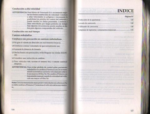 1995 Ford F-150 - Pages from a manual detail driving conditions and maintenance topics, with an index on the right.