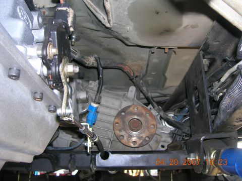 1996 Ford Bronco - Close-up of the drivetrain components, showing the transfer case and shifter linkage with a timestamp of 04.20.2007.