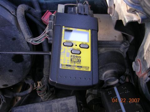 1995 Ford Bronco - Code reader plugged in.