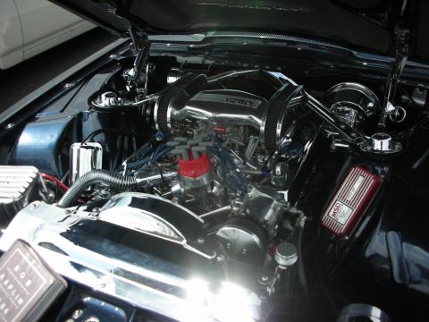 1992 Ford Crown Victoria - The engine bay features extensive chrome detailing and an MSD ignition system, with a plaque indicating 'BOB KAPLIN '64'.