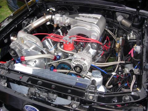 1992 Ford Crown Victoria - Custom engine bay features a prominent supercharger and numerous aftermarket components.
