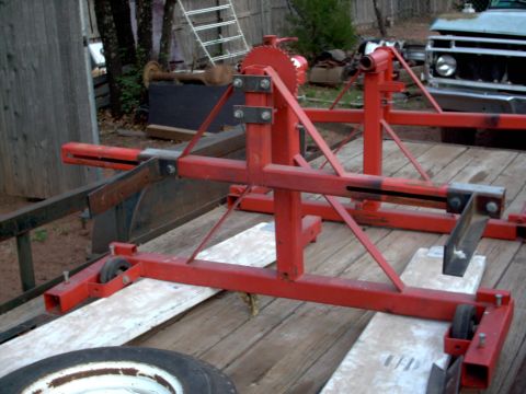 1965 Ford Mustang - Fabrication equipment on a trailer, with a truck visible in the background.