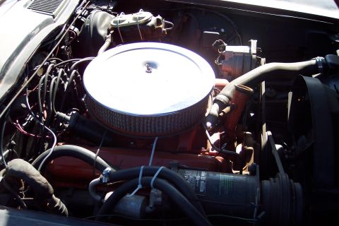 2001 Ford Crown Victoria - Close-up of a V8 engine bay with various components visible.