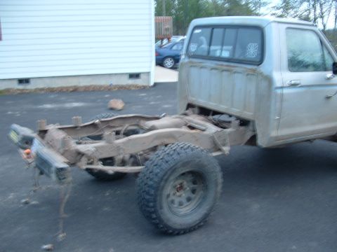 1983 Ford Ranger - This truck is missing its bed and front clip, showing only the cab and frame.