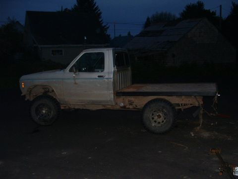 1983 Ford Ranger - This 1983 Ford Ranger features a flatbed conversion, seen here in profile.