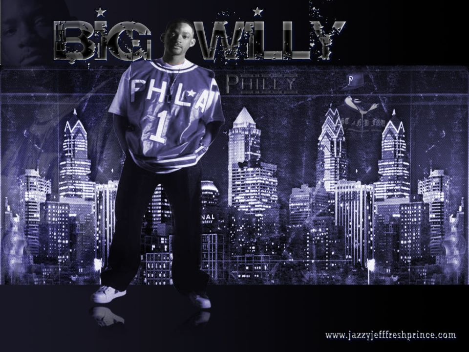 Blue-toned 'Big Willy' fan wallpaper graphic with a city skyline background