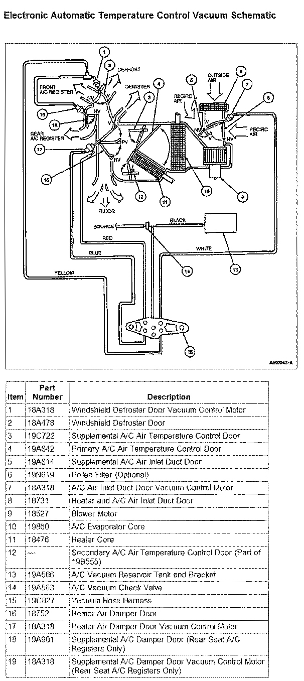 Electronic Automatic Temperature Control (EATC) Vacuum Schematic with Part Numbers