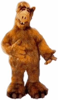 1991 Ford Bronco - ALF, the alien from Melmac, stands with his hand on his hip.