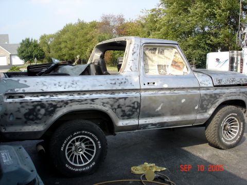1979 Ford Bronco - This 1979 Ford Bronco is shown in primer, indicating it is in the process of restoration.