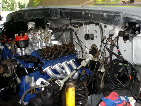 1979 Ford Bronco - Engine bay components visible during a vehicle restoration project.