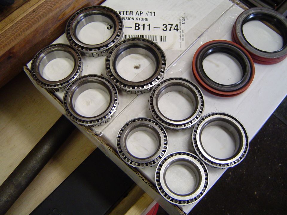 Front and rear bearings. The rear outer bearing is the exact bearing as the front inner.