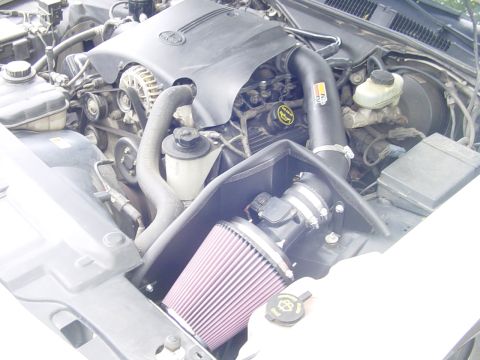 2002 Ford Crown Victoria - Engine bay of a 2002 Ford Crown Victoria with a K&N air intake system.