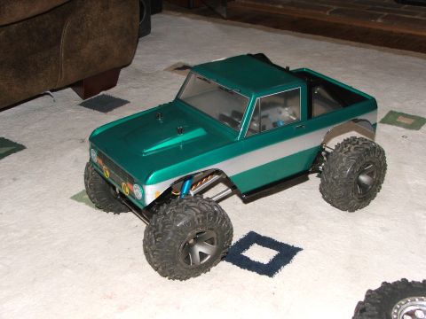 1996 Ford Bronco - This remote-controlled truck resembles a classic SUV body style, modified for off-road performance.