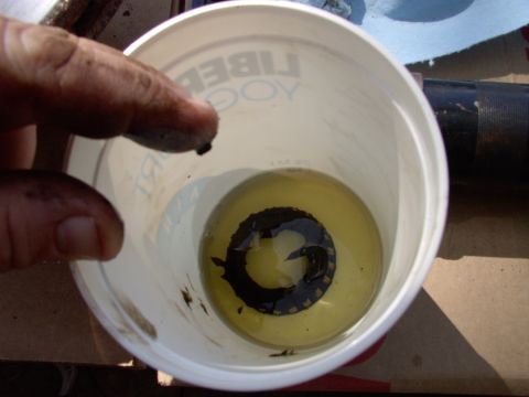 1990 Lincoln Town Car - Into the solvent and shake it around to clean all the old grease out of the bearing race. Then blow dry or set them out on rags to wick dry.