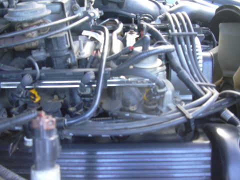 1996 Ford Crown Victoria - Engine bay detail with fuel injectors and numerous wires visible.