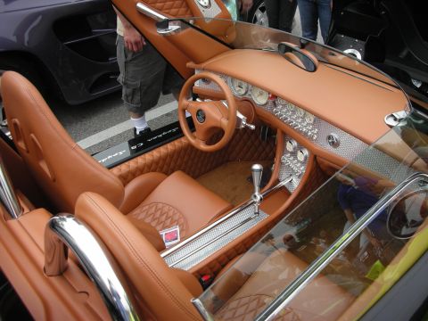 1998 Ford Crown Victoria - Cognac quilted-leather Spyker interior with exposed aluminum gear linkage, toggle controls and turned-metal dash.