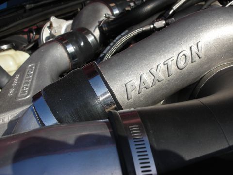 1992 Ford Crown Victoria - Engine bay components including a Paxton supercharger and Vortech tubing are shown in this close-up.