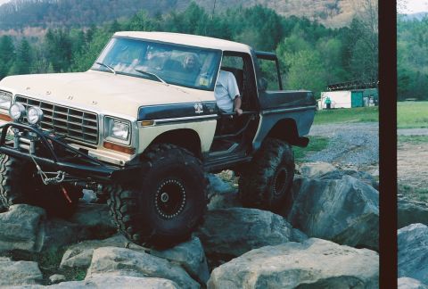 1978 Ford Bronco - This modified 1978 Ford Bronco is navigating a rocky terrain.