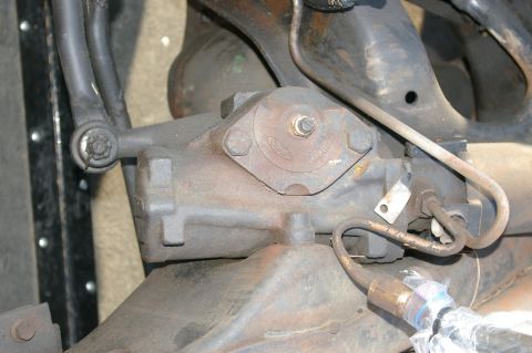 1986 Ford Bronco - This close-up shows a Ford power steering gearbox, likely from an older truck or SUV.