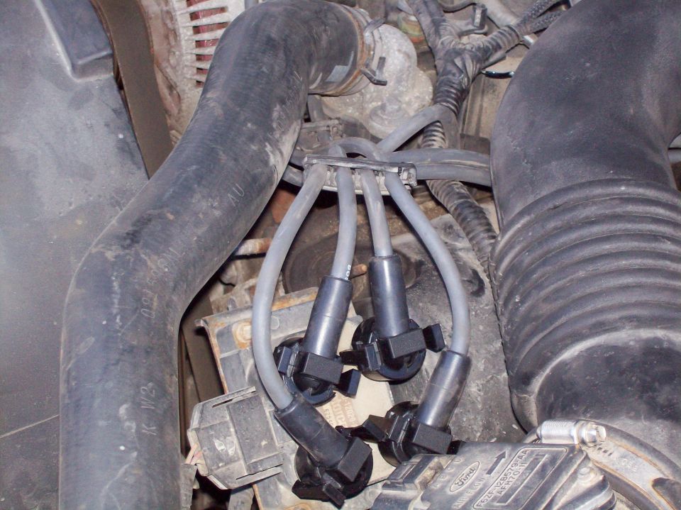 Coil end of new Bosch premium spark plug wires.