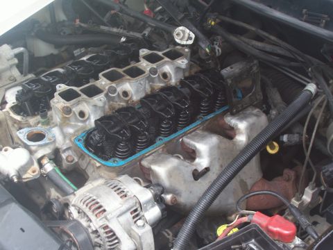 1997 Dodge Intrepid - Top of engine with valve covers removed (driver's side gasket still in place)