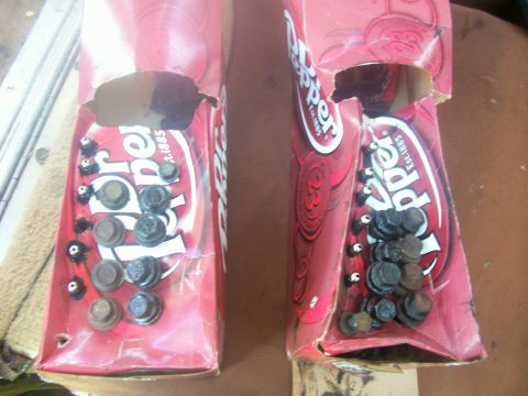 1997 Dodge Intrepid - Dr. Pepper boxes containing head bolts, pushrods, and rocker shafts.